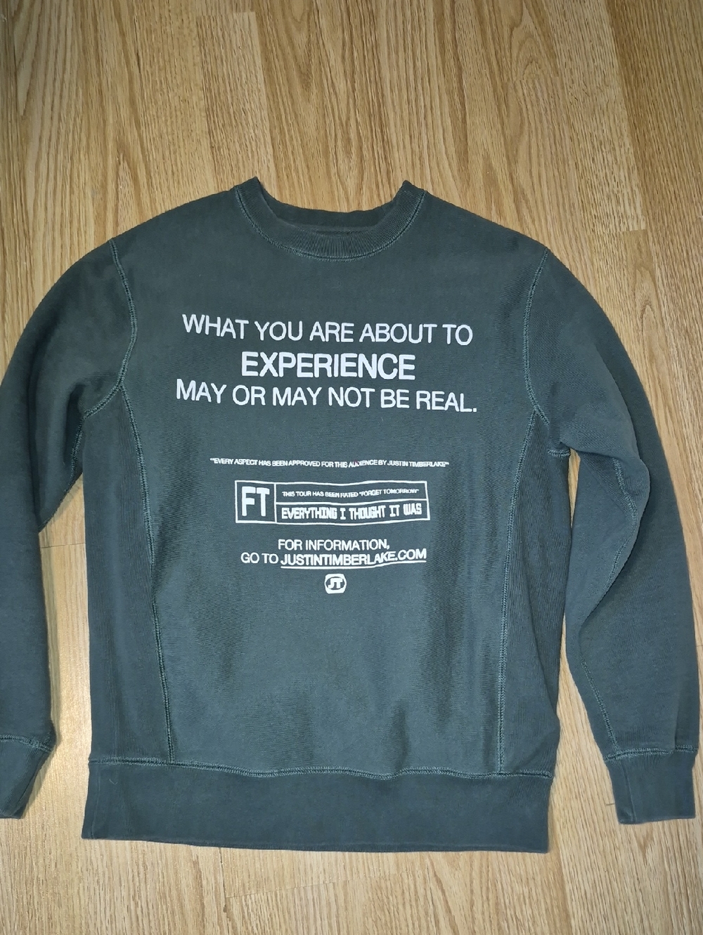 Justin Timberlake The Forget Tomorrow World Tour Crew..unisex Size S